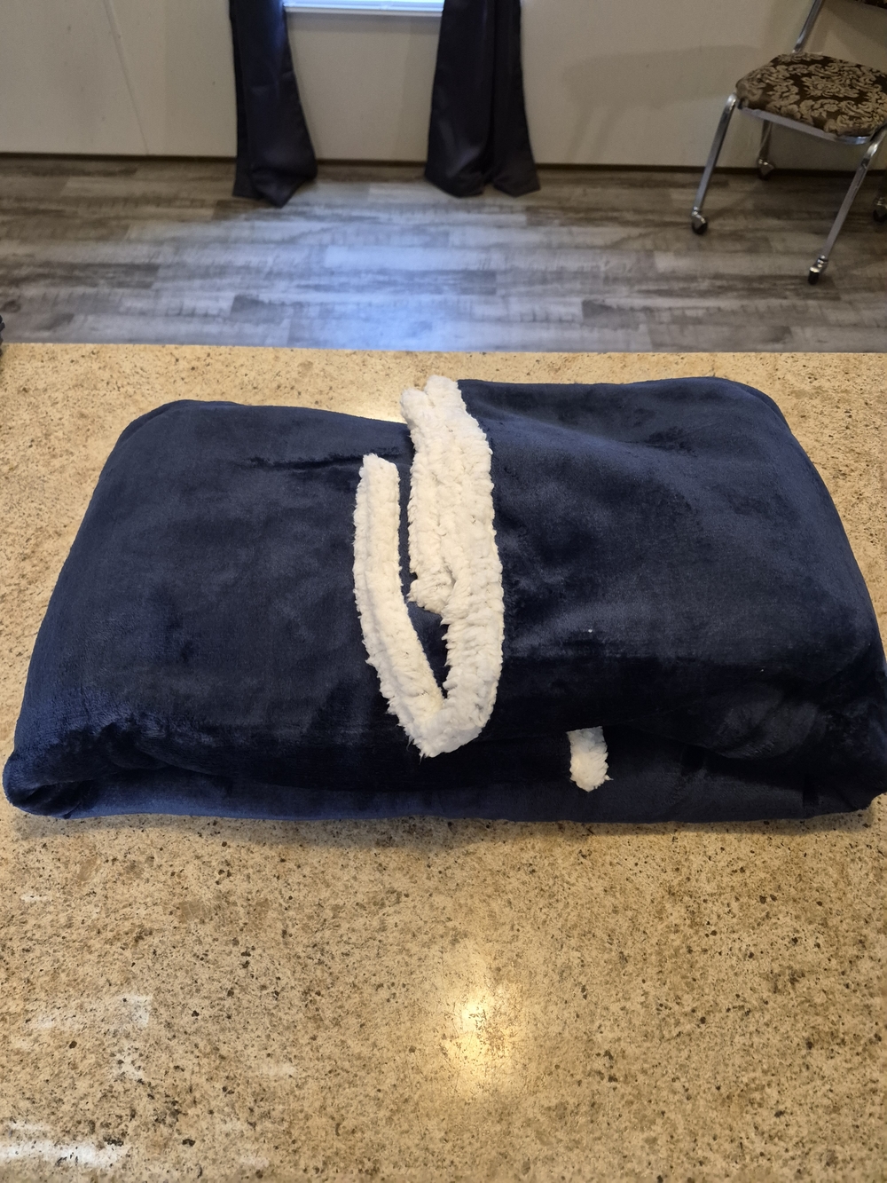 Plush Navy Sherpa Throw Blanket by